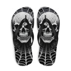 Spider Web Skull Flip Flops - S