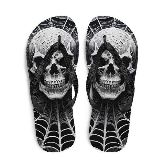 Spider Web Skull Flip Flops - S