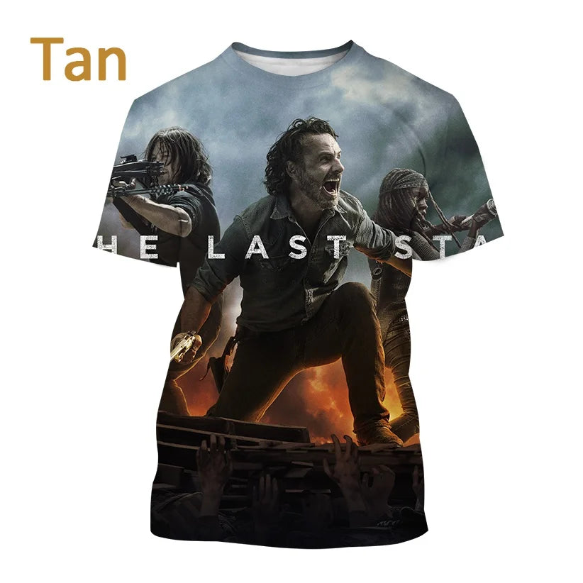 Summer Fashion Casual Creative Round Neck Short-sleeved The New Walking Dead 3D T-shirt Street T-shirt