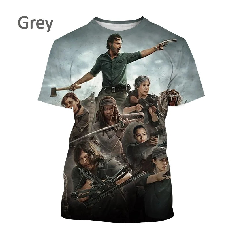 Summer Fashion Casual Creative Round Neck Short-sleeved The New Walking Dead 3D T-shirt Street T-shirt