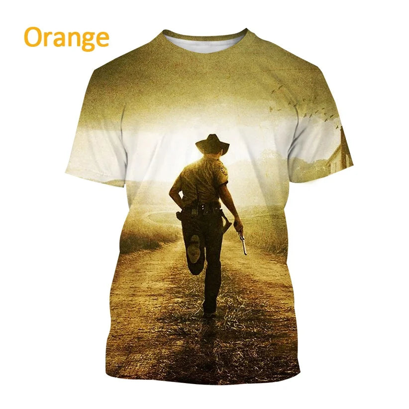 Summer Fashion Casual Creative Round Neck Short-sleeved The New Walking Dead 3D T-shirt Street T-shirt