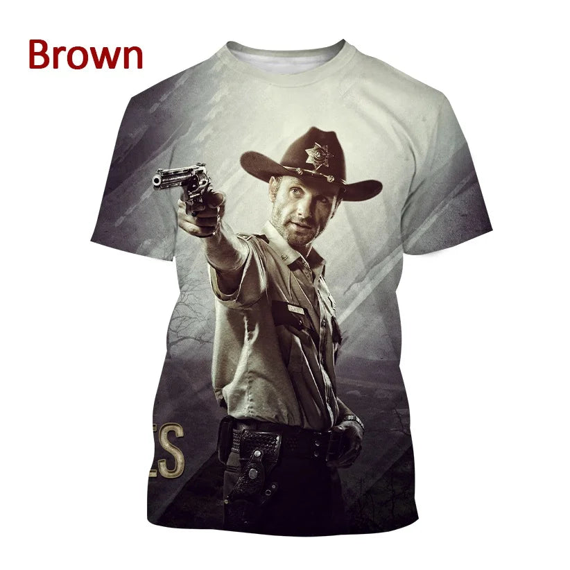 Summer Fashion Casual Creative Round Neck Short-sleeved The New Walking Dead 3D T-shirt Street T-shirt