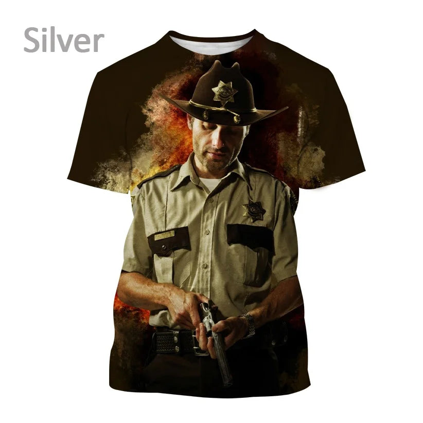 Summer Fashion Casual Creative Round Neck Short-sleeved The New Walking Dead 3D T-shirt Street T-shirt