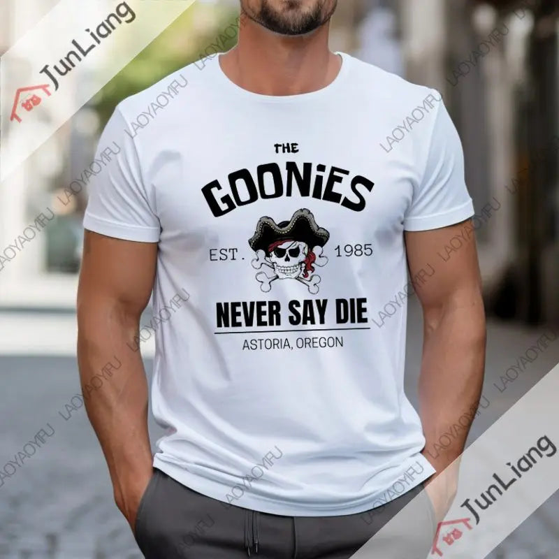 Summer T-shirt Male The Goonies Skull Funny At The Top of The Fashion Leisure Shirt Collar Dress with Short Sleeves