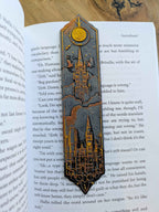 Celestial Gothic Castle Bookmarks – Handcrafted Elegant Black & Gold Magic Themed Bookmarks