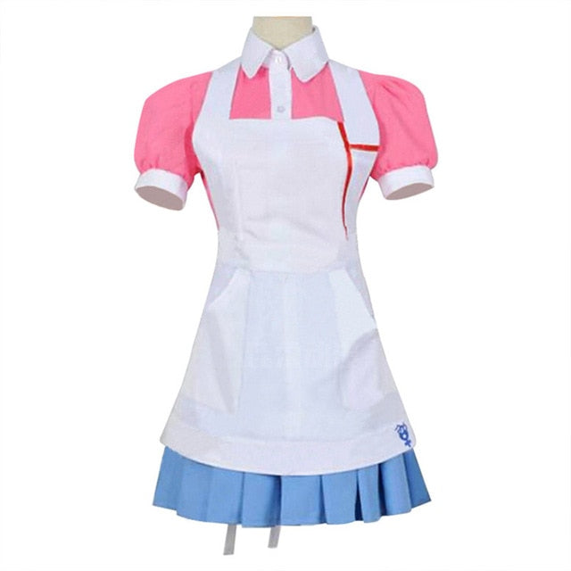 Super Danganronpa 2 Cosplay Mikan Tsumiki Costume Dangan Ronpa Suit Wig Pink Top Skirt Pinafore Woman Dress Princess Girls Shoes