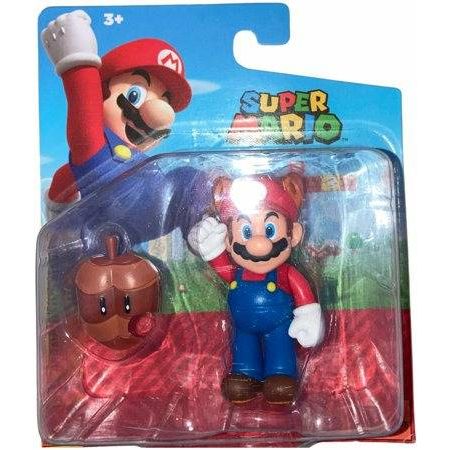 SUPER MARIO Action Figure 2.5 Inch Racoon Mario with Super Leaf Accessory Collectible Toy