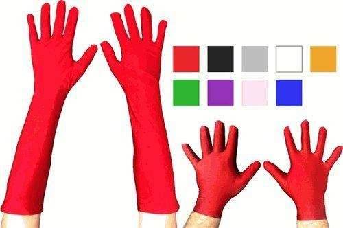 Superhero Long Costume Gloves in Assorted Colors - Black