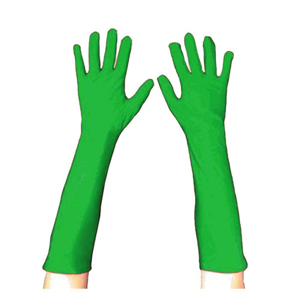 Superhero Long Costume Gloves in Assorted Colors - Green