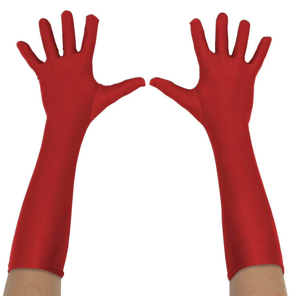 Superhero Long Costume Gloves in Assorted Colors - Red