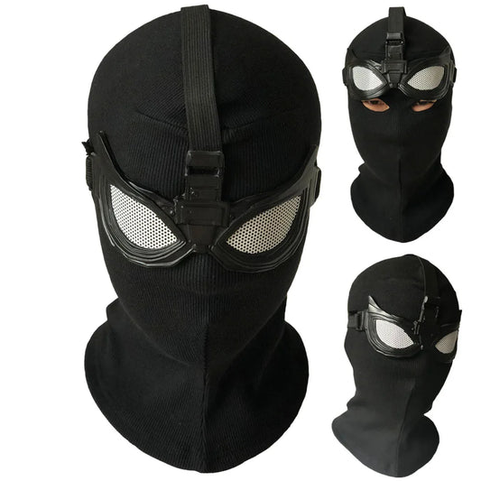 Superhero Peter Parker Spider Mask Cosplay Stealth Suit Black Helmet Halloween Masquerade Party Costume Props 