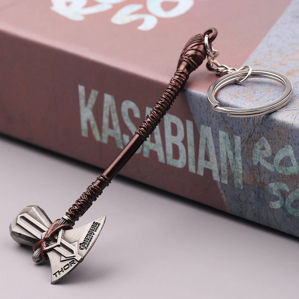 Superhero Thor weapon Storm Axe model Keychain Cosplay Prop Stormbreaker Axe Metal Keyring Bag Pendant Key Accessories