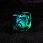 Supernatural Anti-possession dice 7 piece set - Green Liquid Core Resin Galaxy Dice