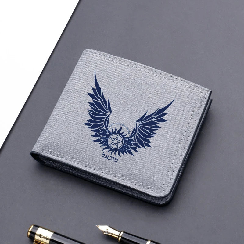 Supernatural Canvas Men Wallet Black/blue/gray Card Holder Male Money Bag bank Holder Short Purse Credit Card Case Bag