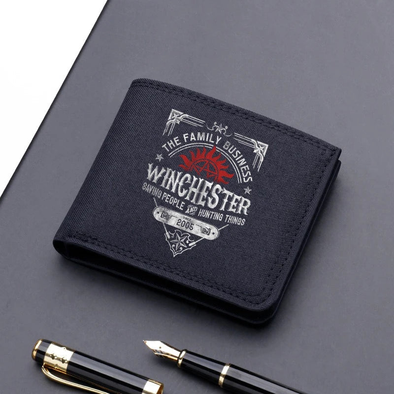 Supernatural Canvas Men Wallet Black/blue/gray Card Holder Male Money Bag bank Holder Short Purse Credit Card Case Bag