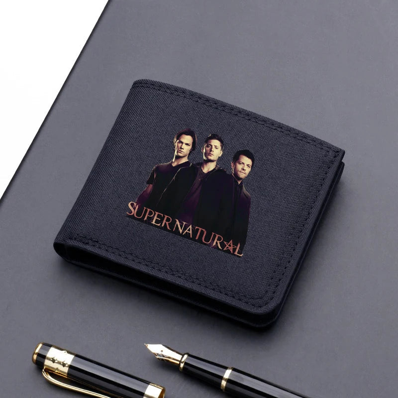 Supernatural Canvas Men Wallet Black/blue/gray Card Holder Male Money Bag bank Holder Short Purse Credit Card Case Bag