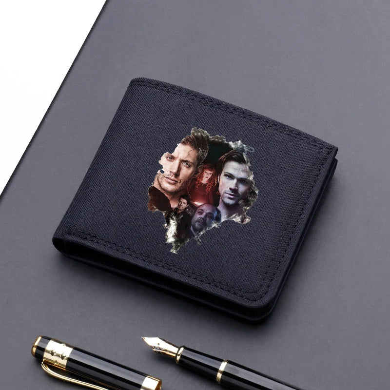 Supernatural Canvas Men Wallet Black/blue/gray Card Holder Male Money Bag bank Holder Short Purse Credit Card Case Bag