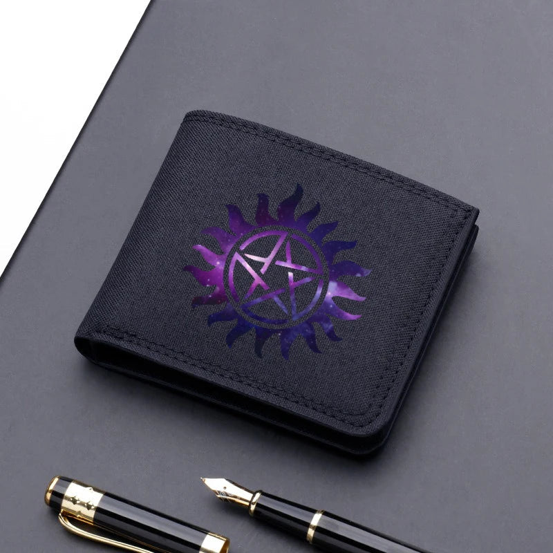 Supernatural Canvas Men Wallet Black/blue/gray Card Holder Male Money Bag bank Holder Short Purse Credit Card Case Bag