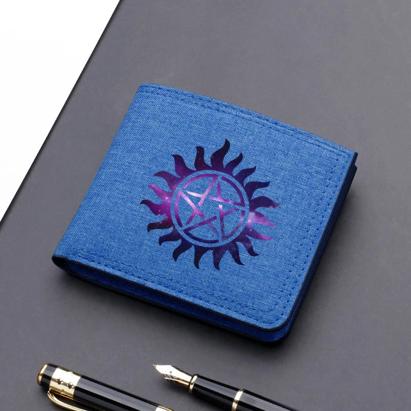 Supernatural Mini Thin Men Wallet Card Holder Men's Purse Coin Pouch Id Card Holder Short Canvas Card Holder Wallet