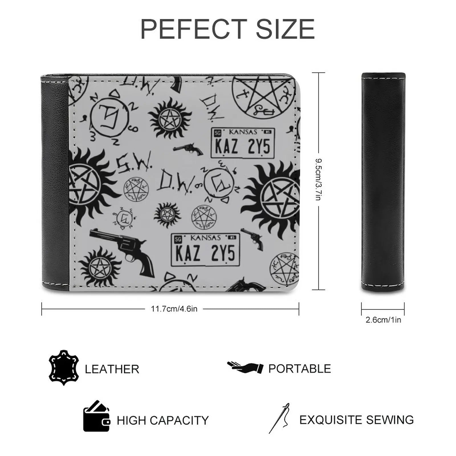 Supernatural New Men Wallets Pu Leather Men Purse High Quality Male Wallet Supernatural Spn Symbol Spn Symbol Spn Personalized