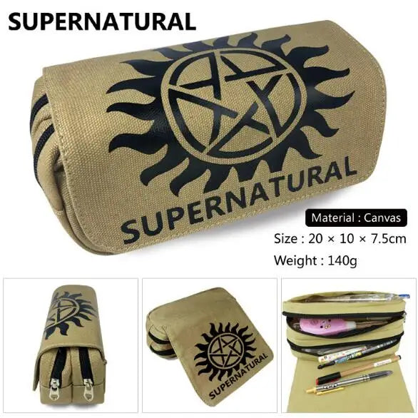 Supernatural SPN Wallet Bag Zipper Pencil Case Cosmetic Pouch Students Wallet Purse Bag Boys Girls Gifts