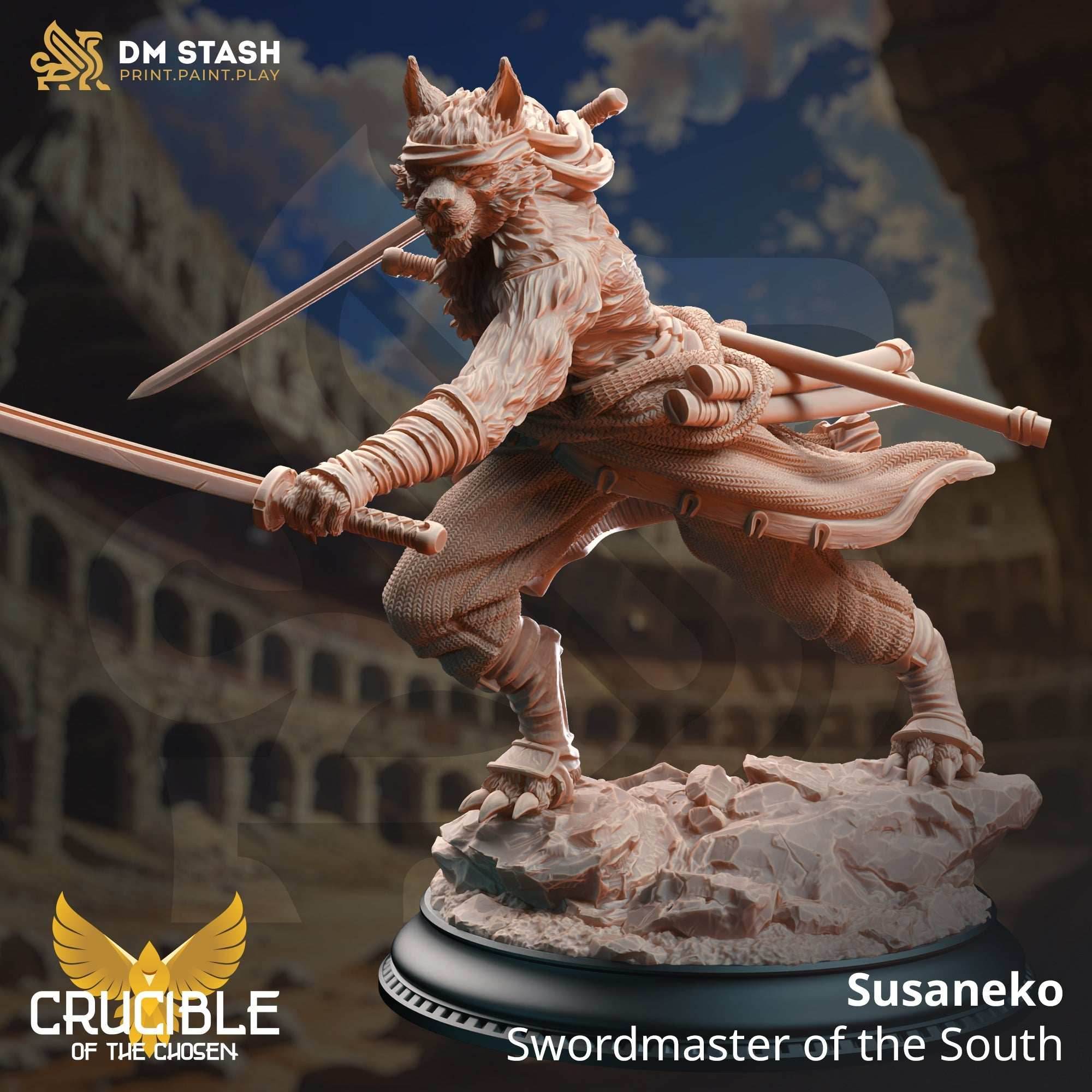 Susaneko, Swordmaster of the South (Male Tabaxi Ronin) - 32mm Scale