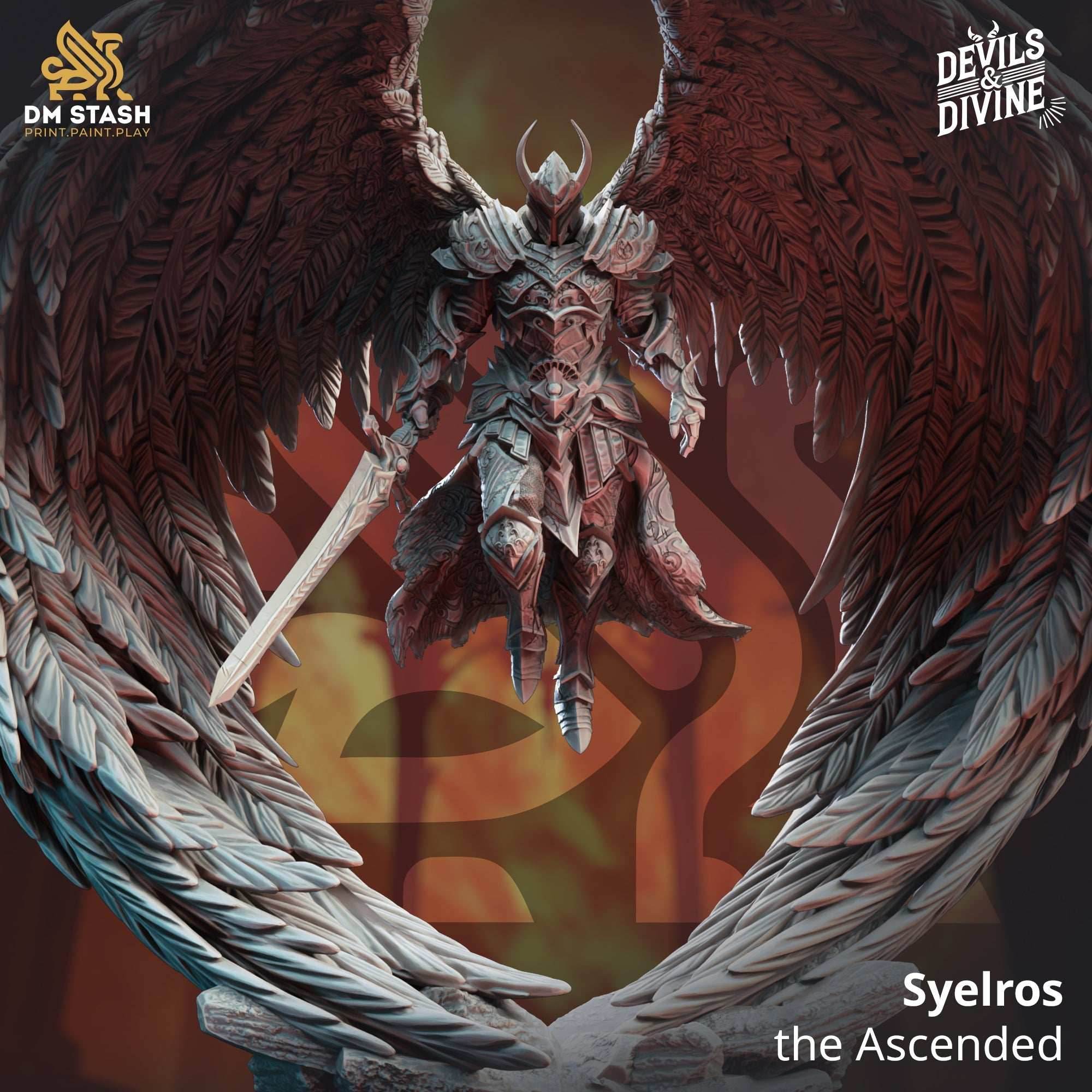 Syelros, the Ascended (Male Angel Paladin) - 32mm Scale