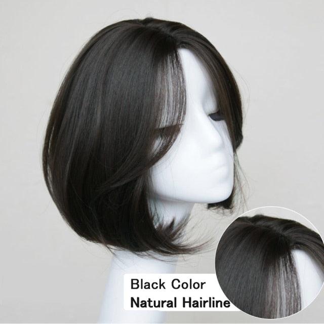 Synthetic Wigs Short Wavy Womens Wig Natural Part Side Hair Black Brown Wigs For Women Heat Resistant Daily Wigs For Black Women Cosplay Wigs For Women Gifts for Girlfriends