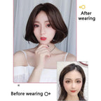 Synthetic Wigs Short Wavy Womens Wig Natural Part Side Hair Black Brown Wigs For Women Heat Resistant Daily Wigs For Black Women Cosplay Wigs For Women Gifts for Girlfriends