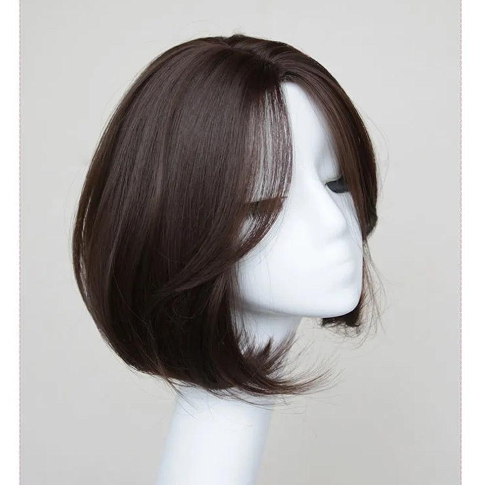 Synthetic Wigs Short Wavy Womens Wig Natural Part Side Hair Black Brown Wigs For Women Heat Resistant Daily Wigs For Black Women Cosplay Wigs For Women Gifts for Girlfriends