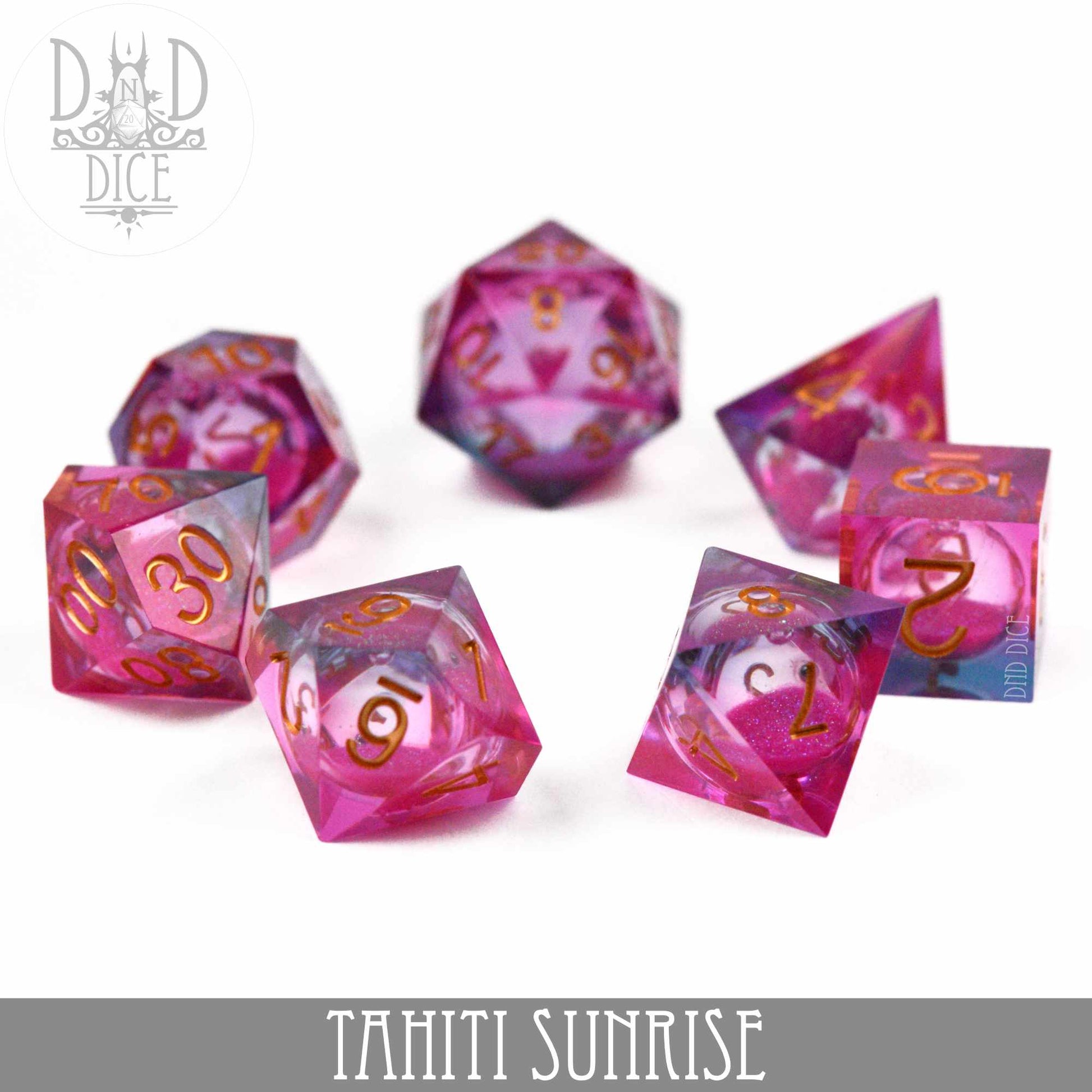 Tahiti Sunrise Liquid Core Dice Set