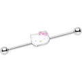 14G Licensed Hello Kitty Cat Pink Bow Industrial Barbell 38mm