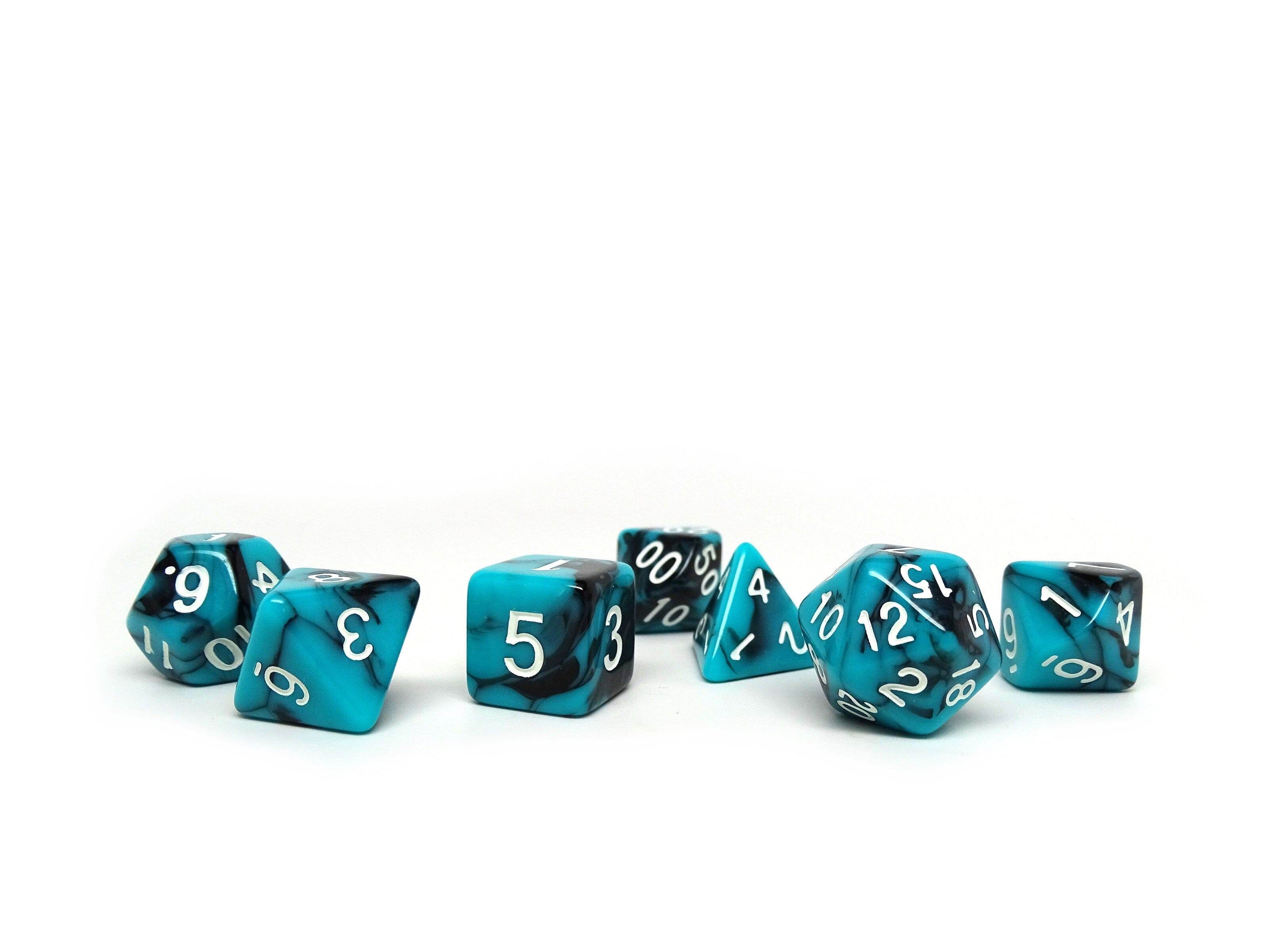 Teal and Black Marble - 7 Piece Set - Role-Players