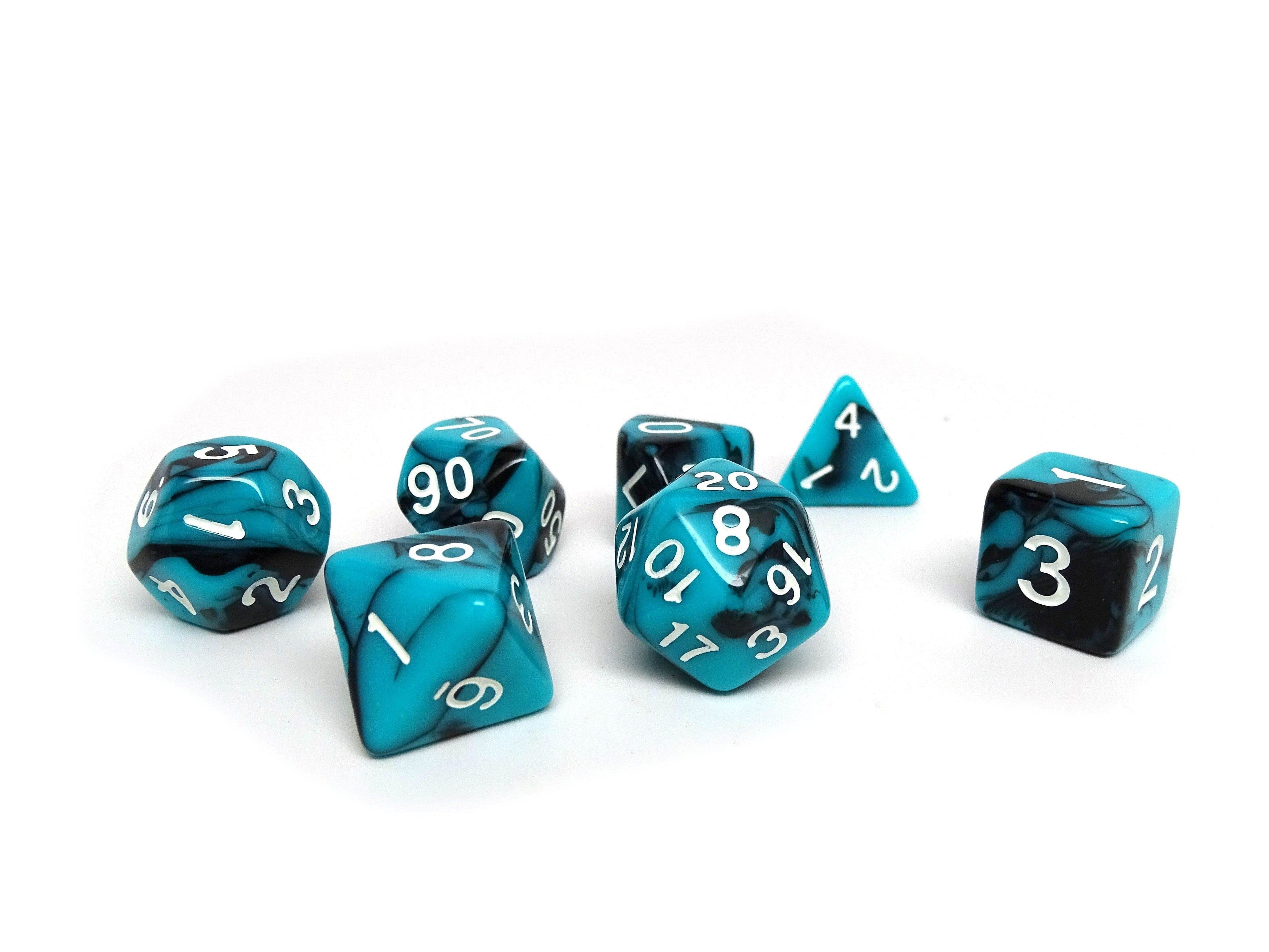 Teal and Black Marble - 7 Piece Set - Role-Players