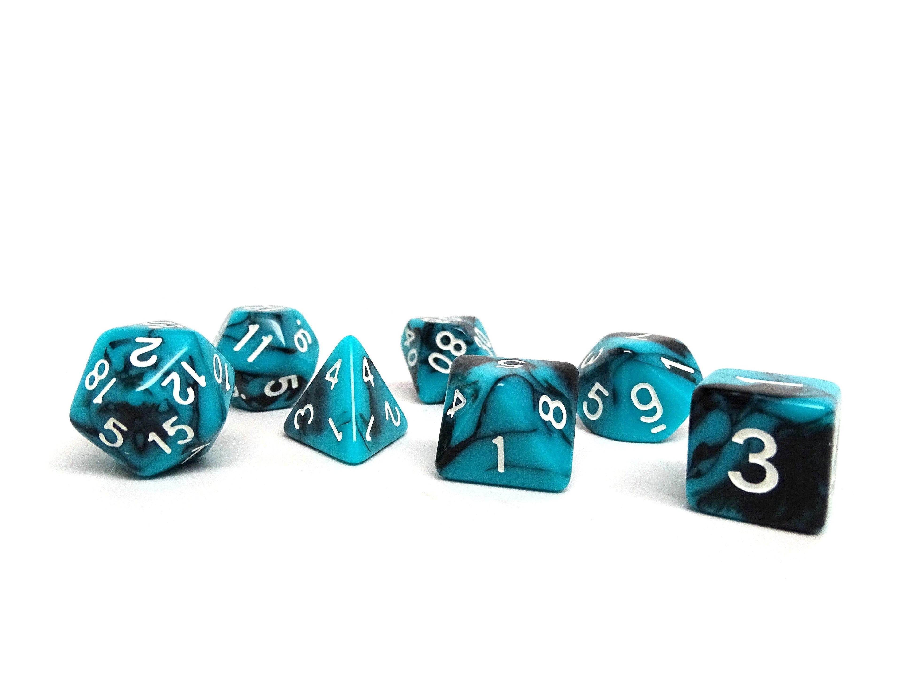 Teal and Black Marble - 7 Piece Set - Role-Players