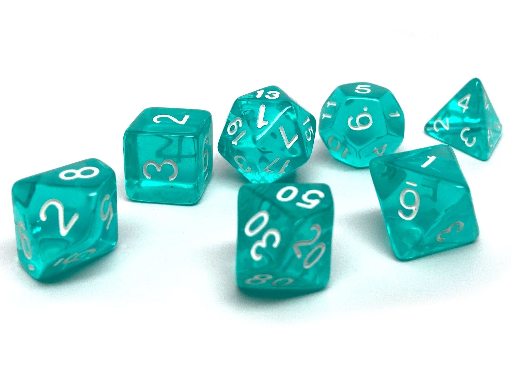 Teal Translucent Dice - 7 Piece Set