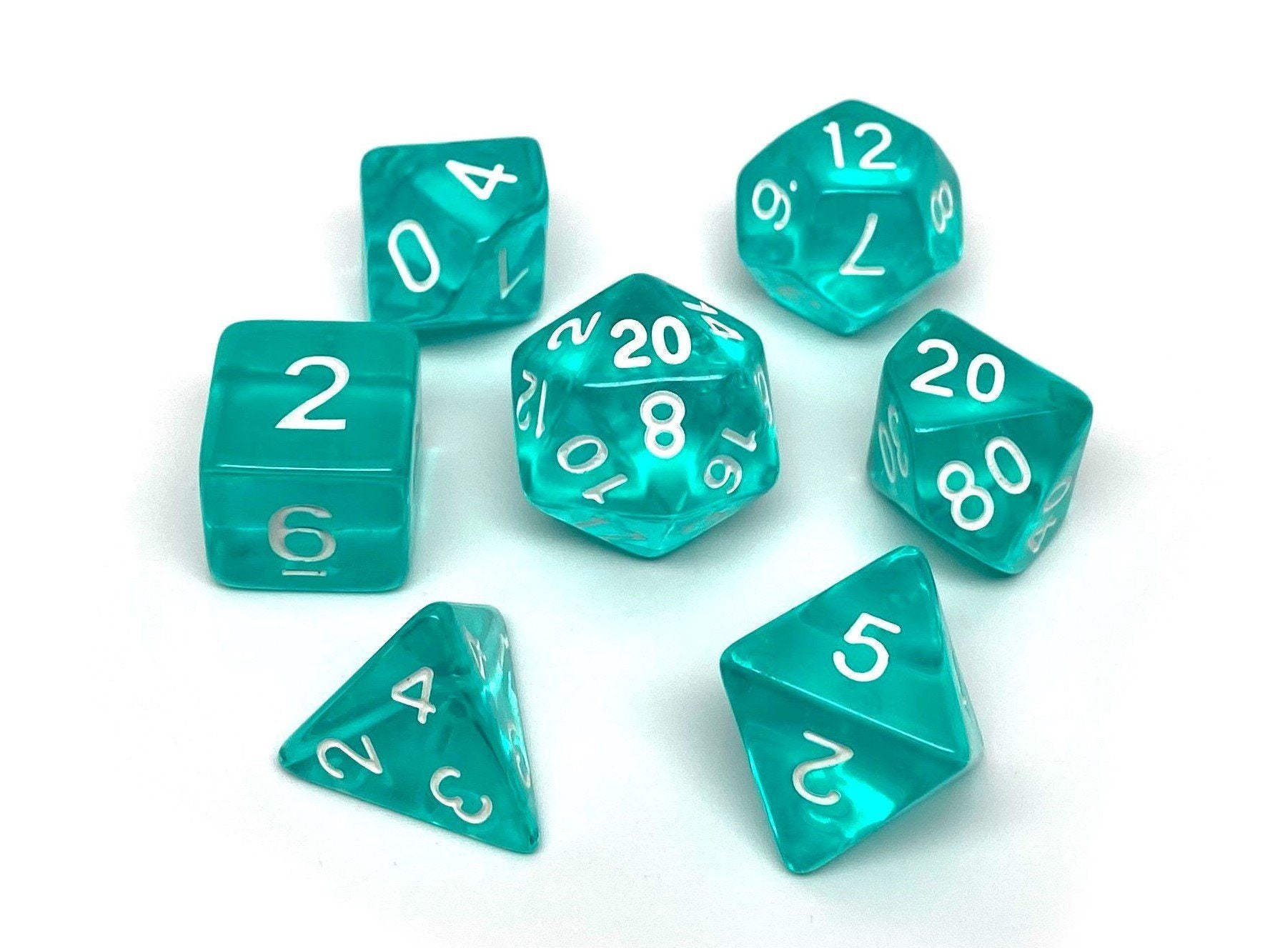 Teal Translucent Dice - 7 Piece Set