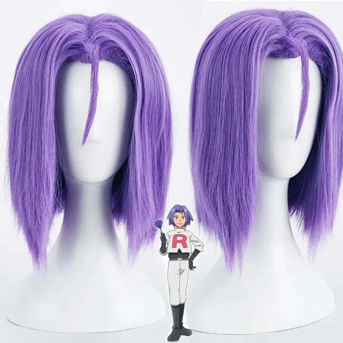 Team Rocket Jessie & James Cosplay Set – Anime Full Outfit for Men & Women - James Wig Only / XXL