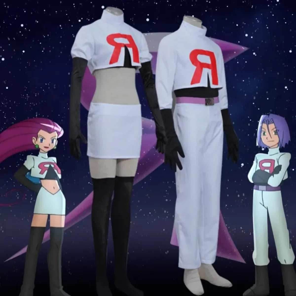 Team Rocket Jessie & James Cosplay Set – Anime Full Outfit for Men & Women - Jessie Clothing / L