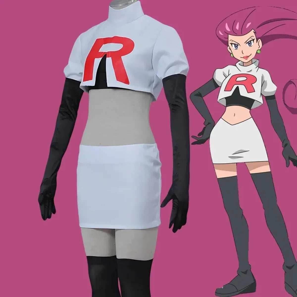 Team Rocket Jessie & James Cosplay Set – Anime Full Outfit for Men & Women - Jessie Clothing / L
