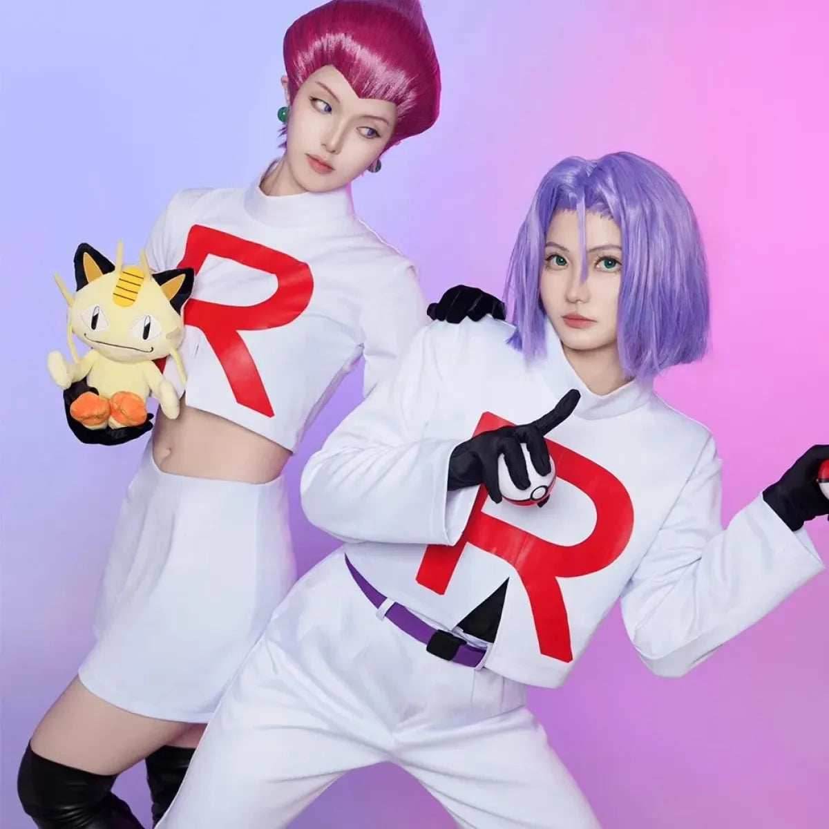 Team Rocket Jessie & James Cosplay Set – Anime Full Outfit for Men & Women - Jessie Clothing / L