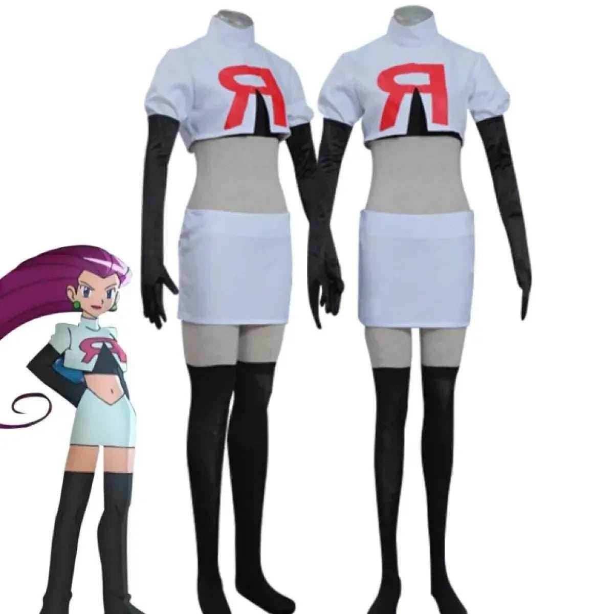 Team Rocket Jessie & James Cosplay Set – Anime Full Outfit for Men & Women - Jessie Clothing / L
