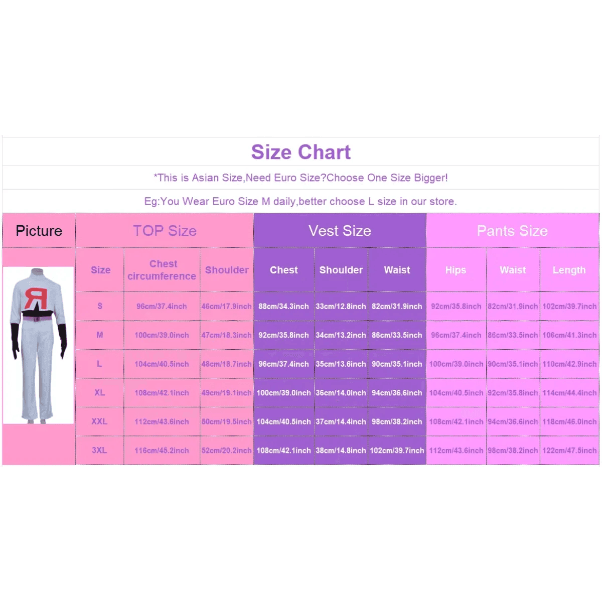 Team Rocket Jessie & James Cosplay Set – Anime Full Outfit for Men & Women - Jessie Clothing / L