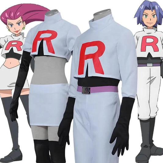 Team Rocket Jessie & James Cosplay Set – Anime Full Outfit for Men & Women - Jessie Clothing / L
