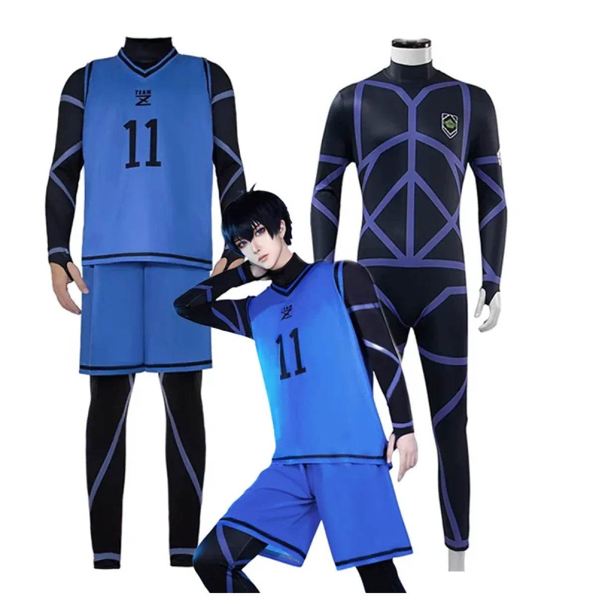 Lock Isagi Yoichi Cosplay Set – Anime Sports Jersey & Jumpsuit - Wig Only(one size) / L