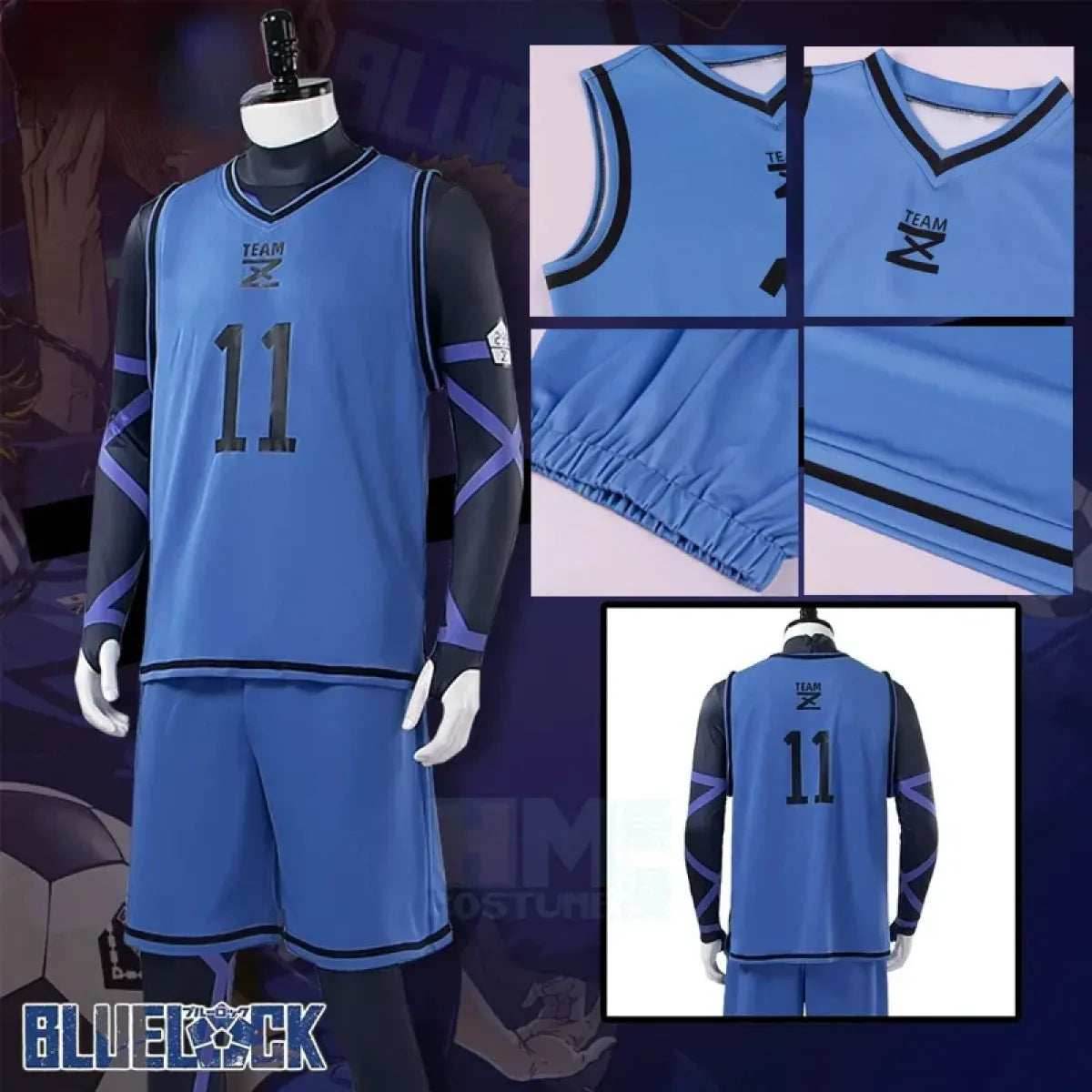 Lock Isagi Yoichi Cosplay Set – Anime Sports Jersey & Jumpsuit - Wig Only(one size) / L