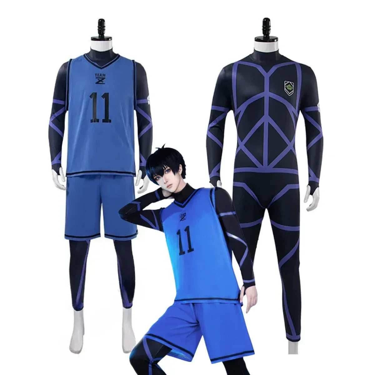 Lock Isagi Yoichi Cosplay Set – Anime Sports Jersey & Jumpsuit - Wig Only(one size) / L