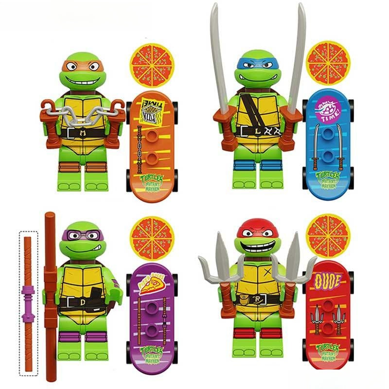 Teenage Mutant Ninja Turtles Mutant Mayhem set of 4 Lego Minifigures Custom Toys 2