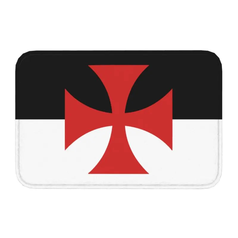 Templar Banner Heraldry Front Door Mat Anti-Slip Medieval Warrior Cross   Floor Bathroom Entrance Rug