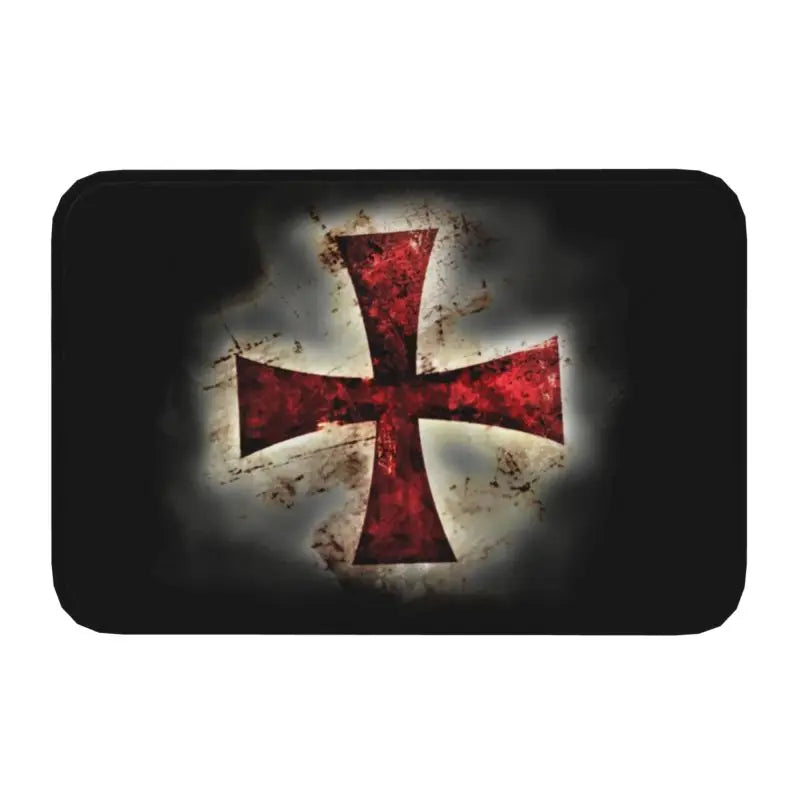 Templar Banner Heraldry Front Door Mat Anti-Slip Medieval Warrior Cross   Floor Bathroom Entrance Rug